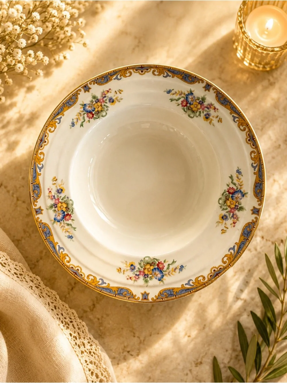 Vintage Grindley England 8.5” Rimmed Soup Bowls Set Of 5 Floral